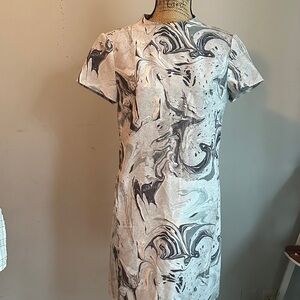 Theory Gray and Black Swirl Mini Dress